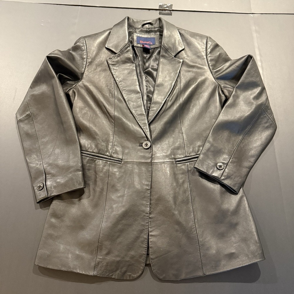 Denim&Co Black Leather Blazer Jacket